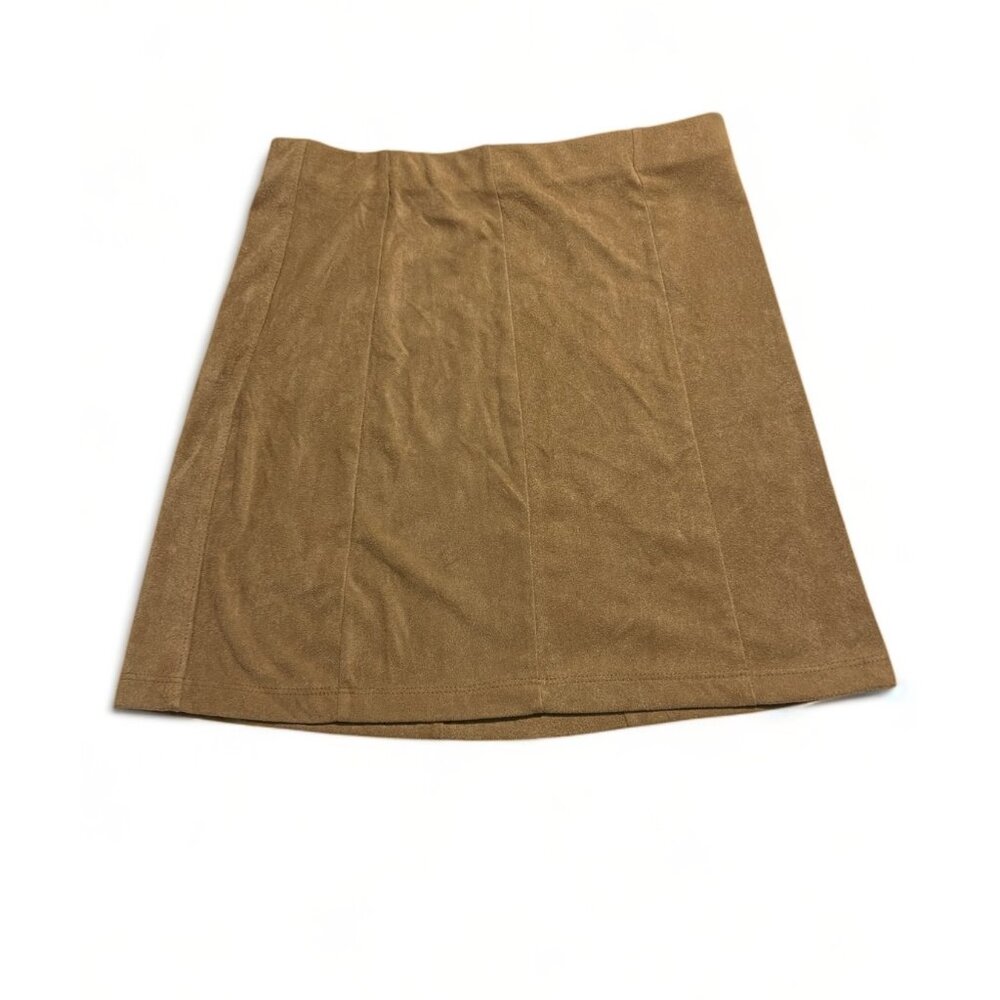 Hippie Rose Juniors' Faux-Suede Mini Skirt - Camel Tan, Size S, New - Picture 7 of 8